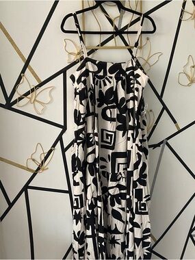 Black & White Printed Maxi Dress - Strappy Summer Dress